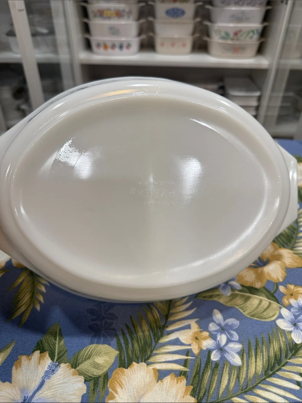 Pyrex White Divided Casserole Dish with Black Starburst Pattern Compass
